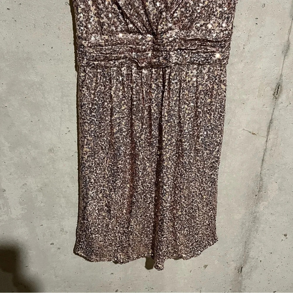 Colleen Lopez Collection Champagne Sequin Sleeveless Dress Party Cocktail Size M - Picture 2 of 7